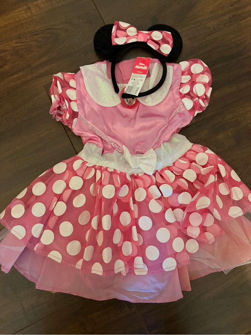Disney Minnie Mouse Pink Polka Dot Kids Costume Dress with Headband